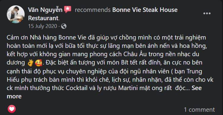 Bonne Vie Steak House Restaurant Hai Phong, sự kết hợp tinh hoa ẩm thực Á Âu