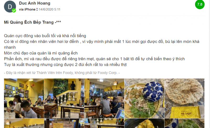 Mì Quảng ếch Bếp Trang - Món ngon ngó cưỡng khi đến Đà Nẵng