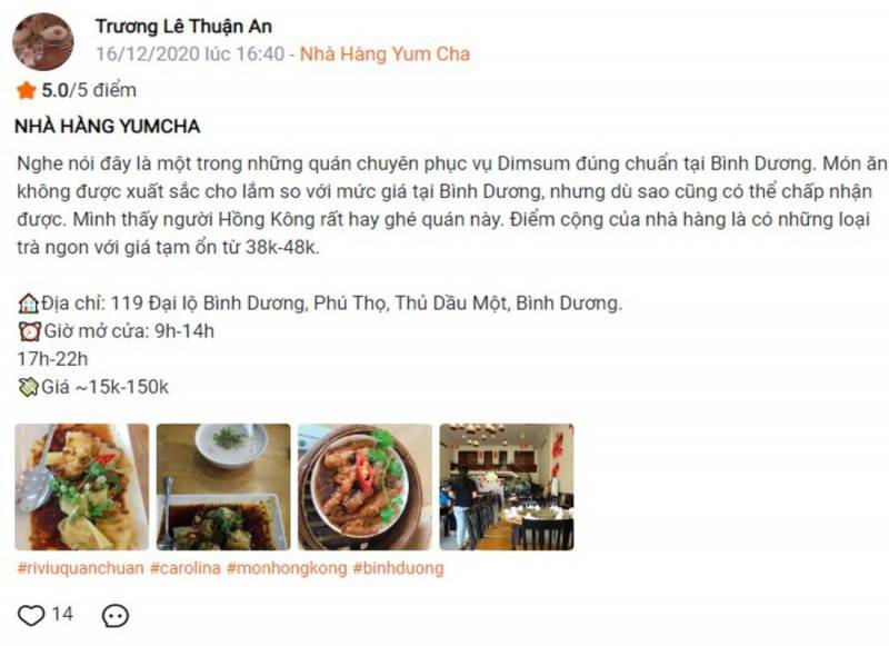 Nhà hàng Yum Cha, thiên đường món Trung Hoa tại đại lộ Bình Dương